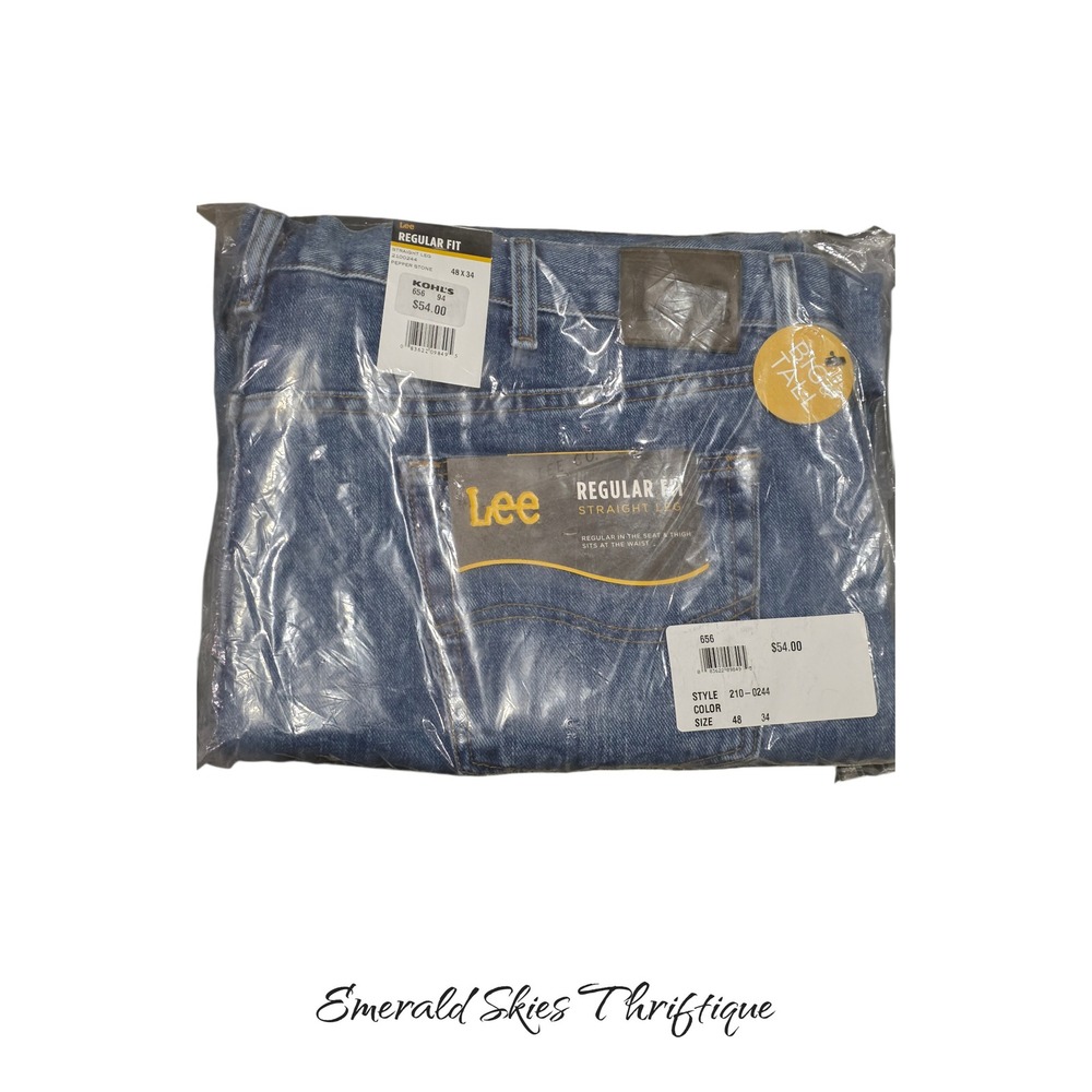 LEE Regular Fit Jeans Men's BIG & TALL 48x34  Straight Leg Denim NWT. Free ship